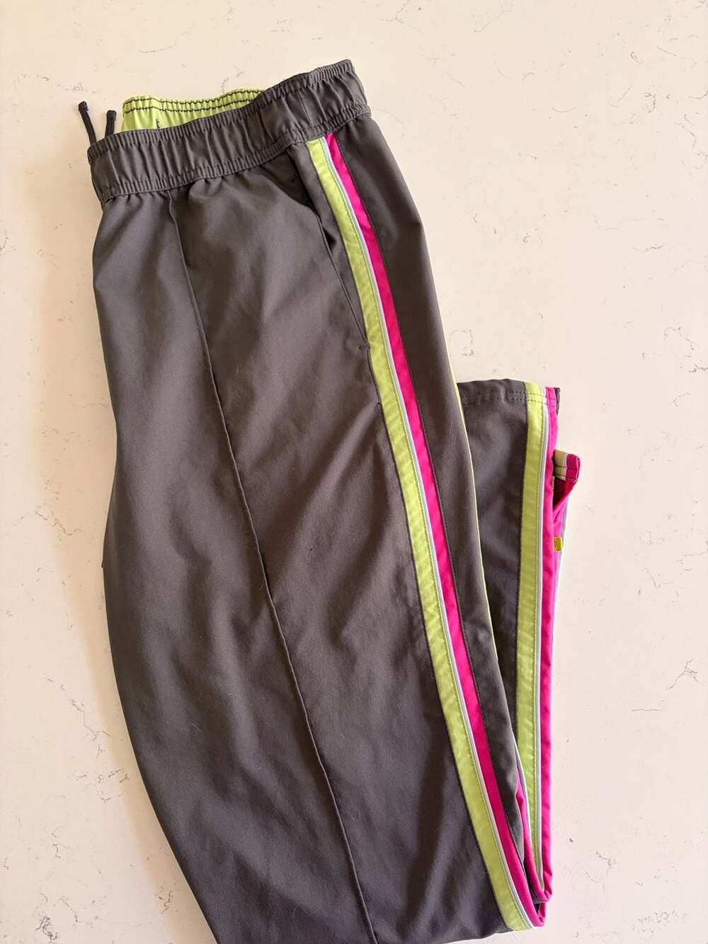 made for life Track Pants - Black with Neon Green and Pink Stripes